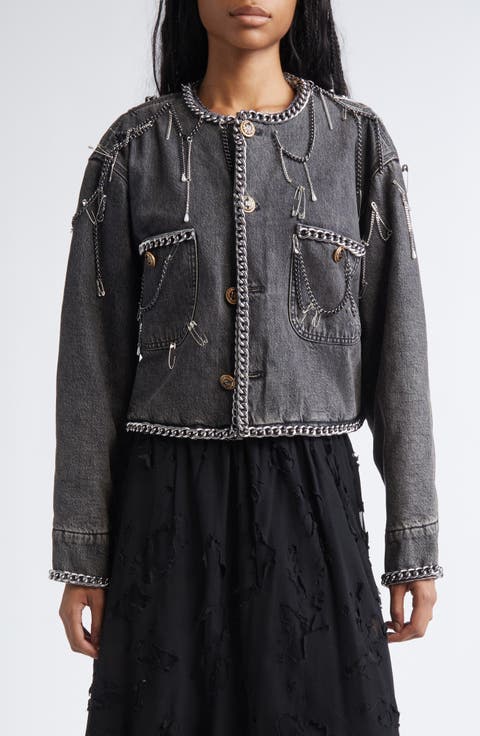 Chain Embellished Denim Chore Jacket (Nordstrom Exclusive)