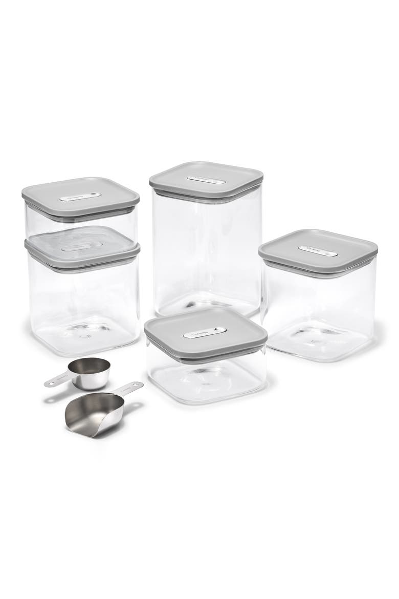 Set of 5 Airtight Storage Containers, Main, color, GRAY