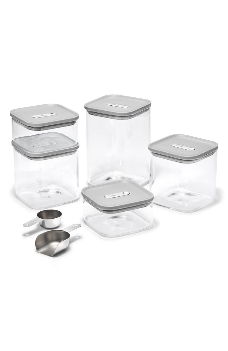 CARAWAY Set of 5 Airtight Storage Containers, Main, color, Gray