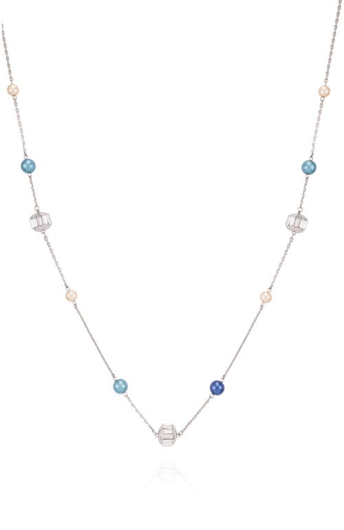 Vince Camuto Multi-color Cultivated Pearl Bead Long Necklace In Metallic