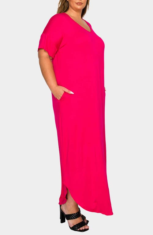 L I V D Short Sleeve Jersey Maxi Dress In Pink