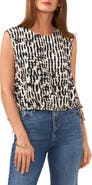 Vince Camuto Abstract Print Crêpe de Chine Bubble Top