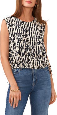 Vince Camuto Abstract Print Crêpe de Chine Bubble Top