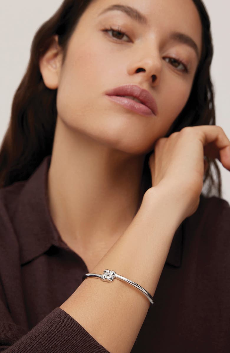 JENNY BIRD Slim Woven Square Bangle, Alternate, color, Platinum