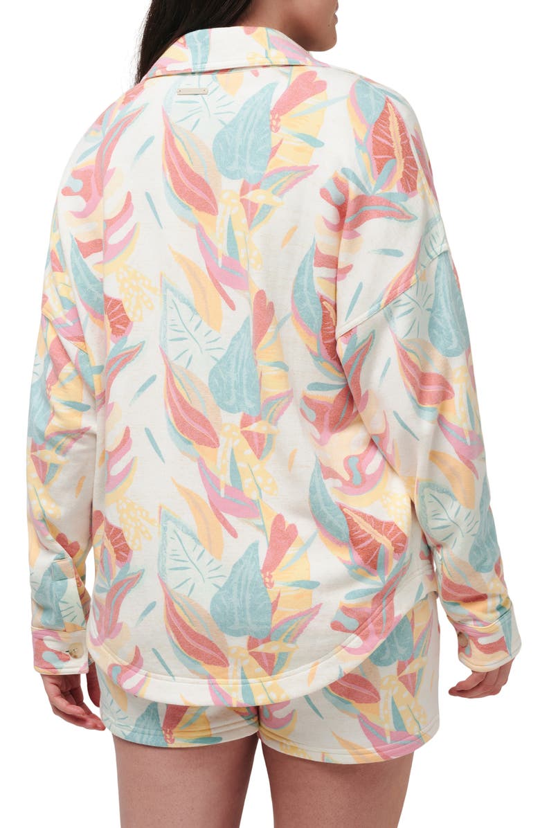 TravisMathew Vacay & Rose Leaf Print Knit Button-Up Shirt, Alternate, color, 