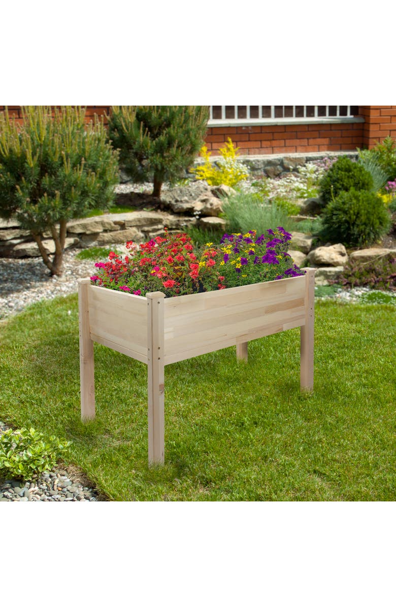 Northlight 4ft Natural Wood Raised Garden Bed Planter Box with Liner, Alternate, color, Brown