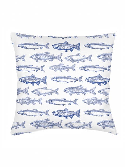 School of Fish Linen Euro Pillow with Down Alternative Insert