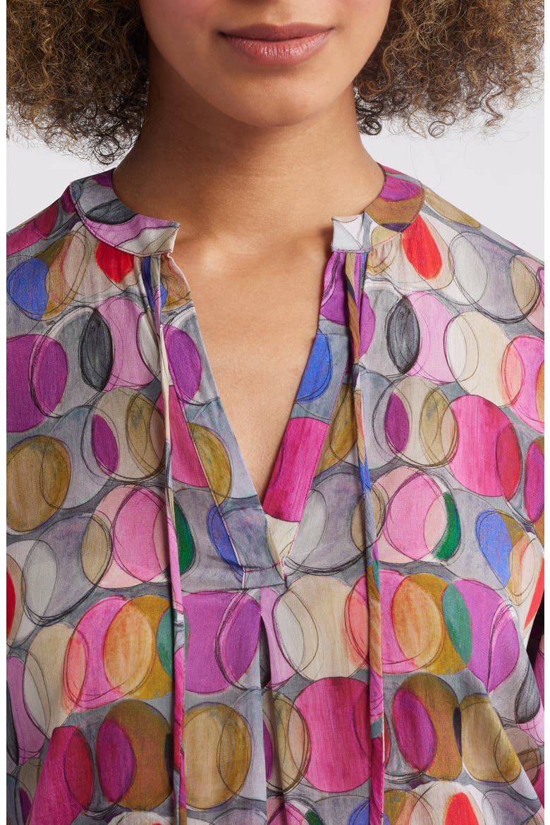 Print Tassel Split Neck Chiffon Top, Alternate, color, MULTI