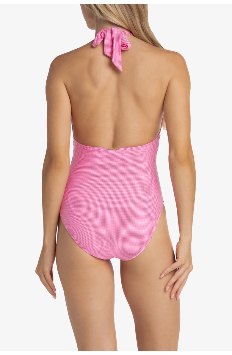 HELEN JON Twist Front One-Piece, Alternate, color, Pink Gingham