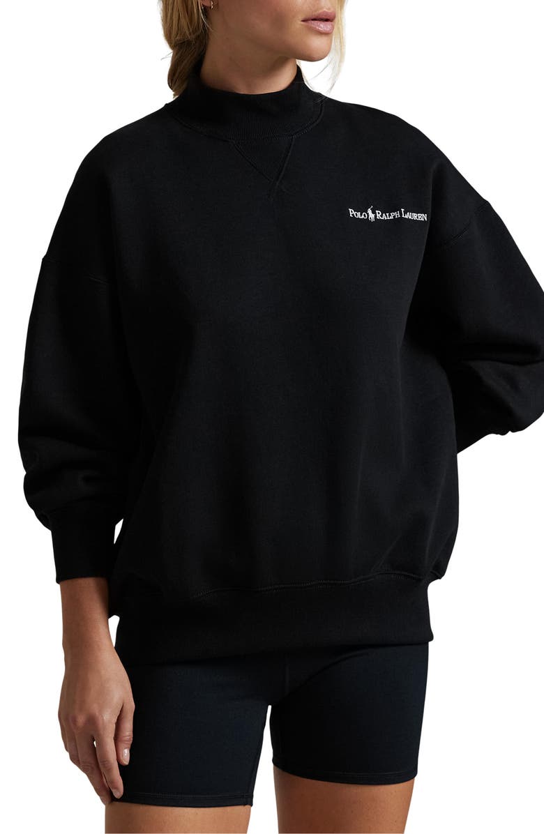 Polo Ralph Lauren Vintage Logo Oversize Mock Neck Sweatshirt, Main, color,