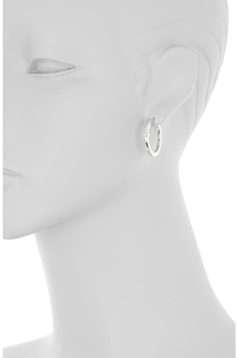 Bezel Set Diamond Hoop Earrings - 0.20 ctw, Alternate, color, SILVER