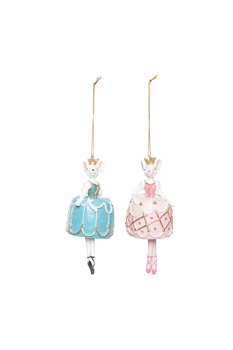 Mice Ballerinas Ornaments Set of 2, Main, color, Blue