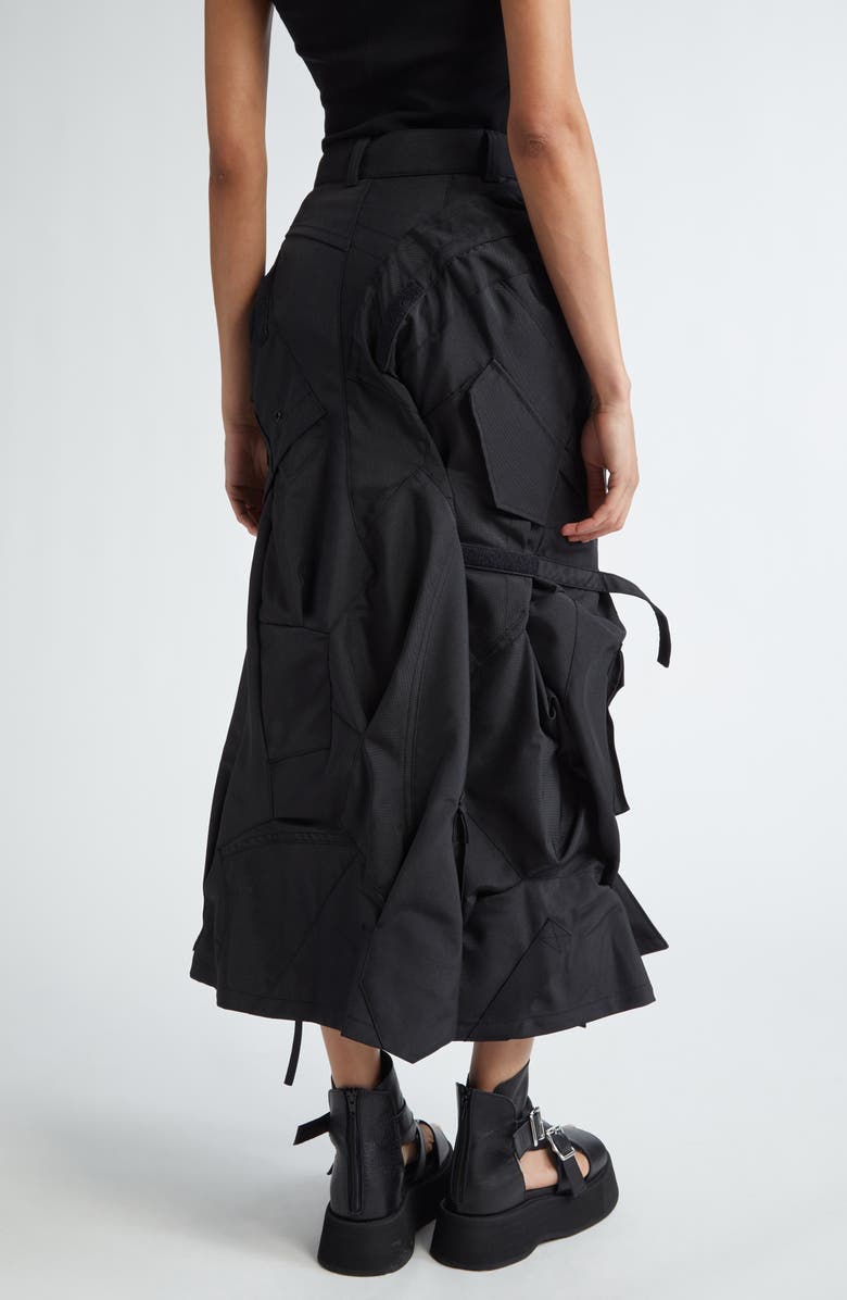 Junya Watanabe Matte Satin Cargo Midi Skirt, Alternate, color, 