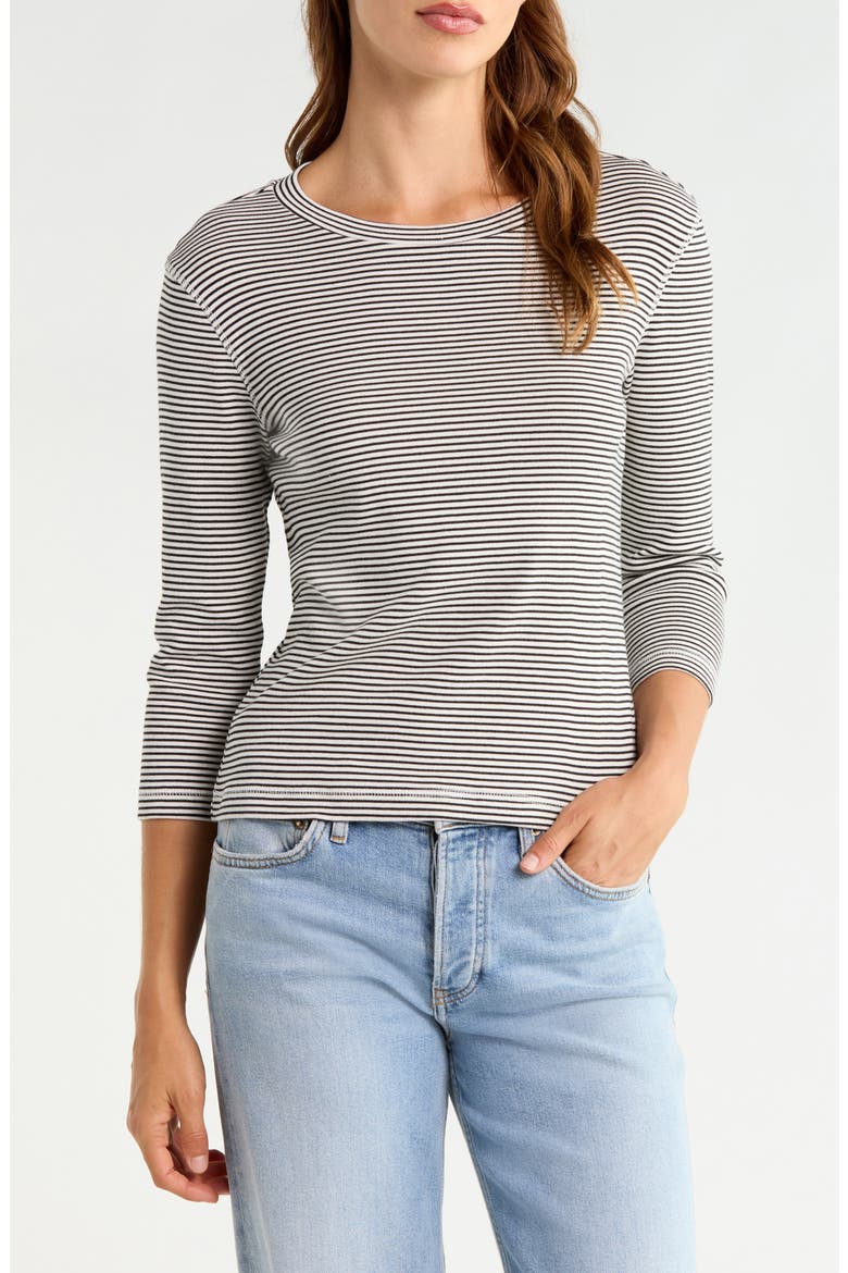 Mode Stripe Cotton Knit T-Shirt, Main, color, CHALK WHITE/ FRENCH STRIPE