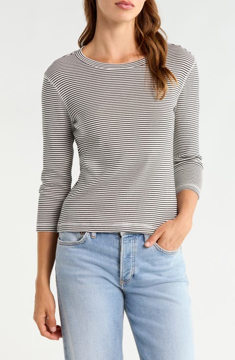 Mode Stripe Cotton Knit T-Shirt