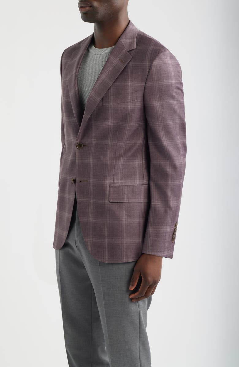 Peter Millar Hartford Classic Fit Russet Check Wool Twill Sport Coat, Alternate, color, Pink