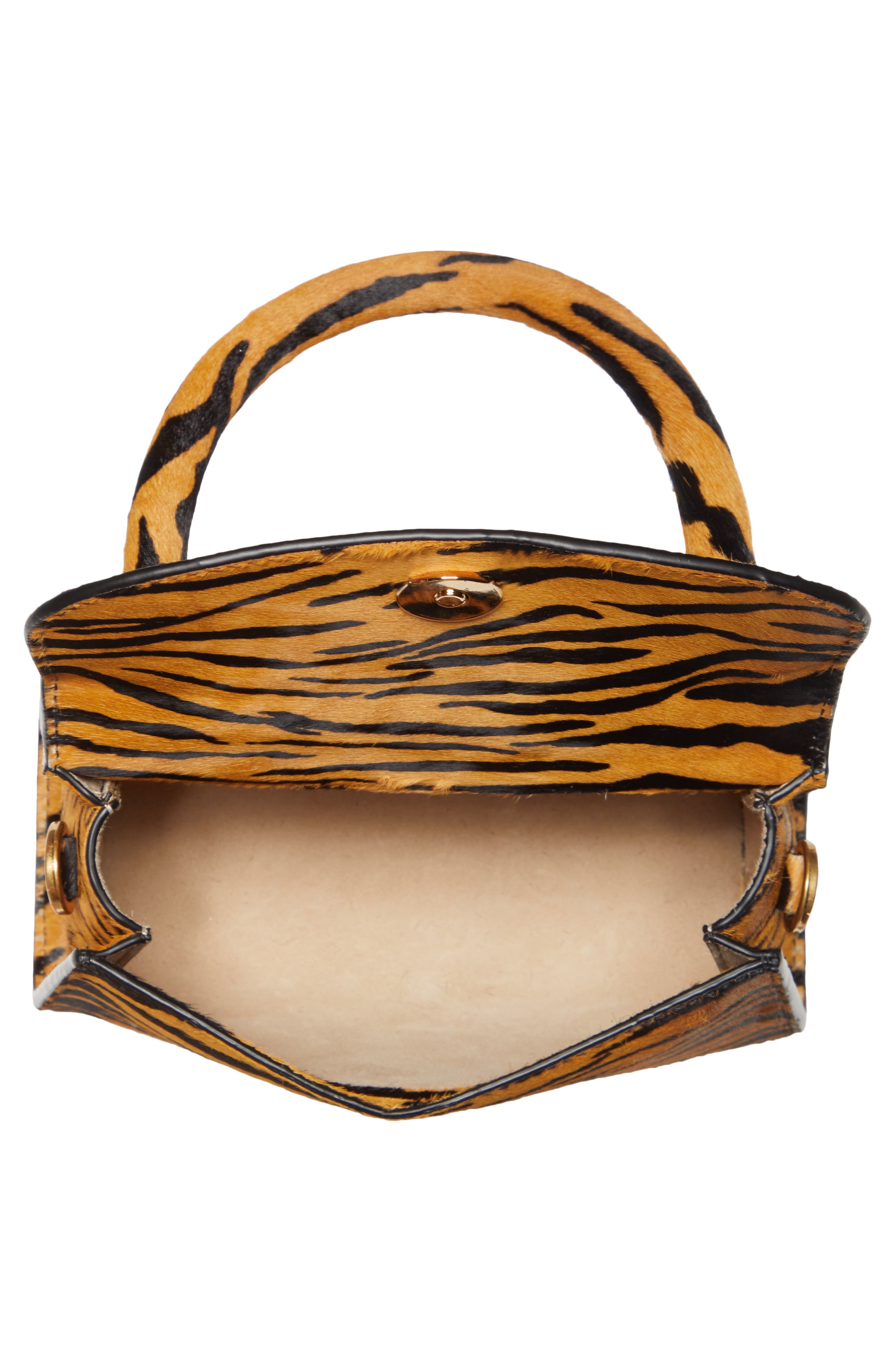 By Far Mini Tiger Print Genuine Calf Hair Top Handle Bag, Alternate, color, 