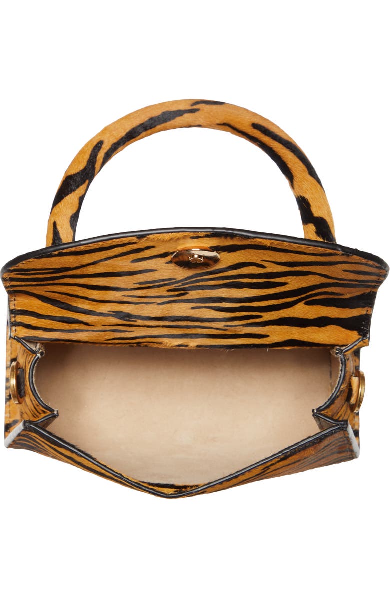 By Far Mini Tiger Print Genuine Calf Hair Top Handle Bag, Alternate, color,
