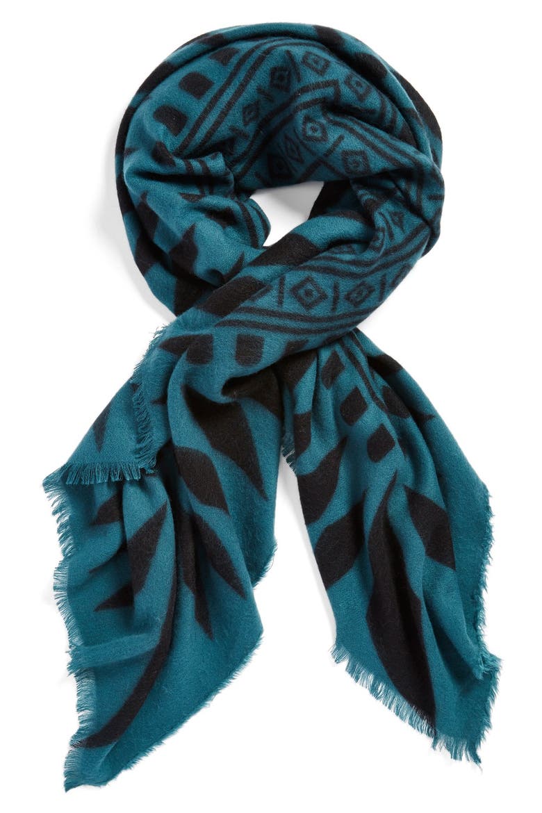 Geometric Scarf, Main, color, TEAL/ BLACK