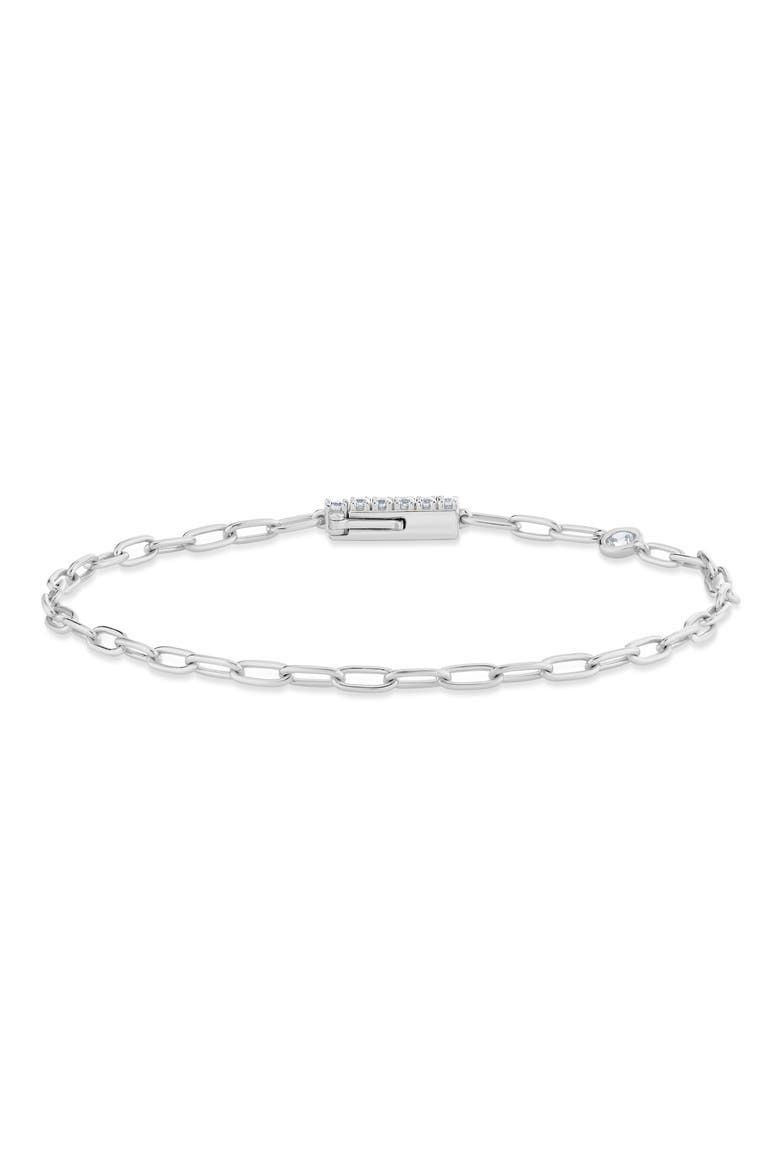 Layer Up Paperclip Chain Bracelet, Main, color, PURE PLATINUM / CLEAR STONE