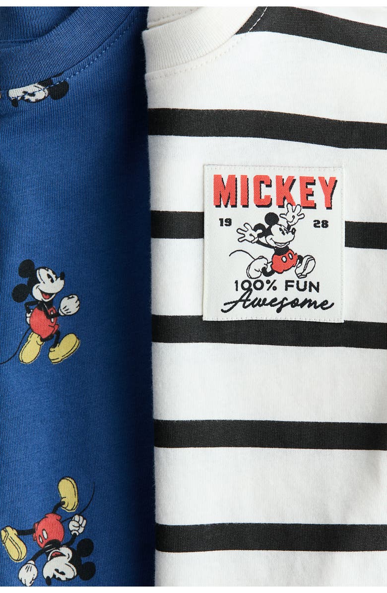 H&M 2-pack Printed T-shirts, Alternate, color, Blue/Mickey Mouse