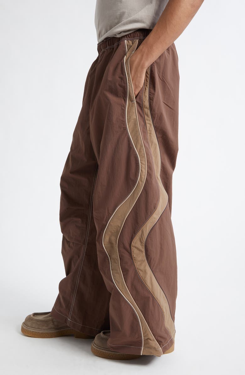 ERL Gender Inclusive UFO Nylon Wide Leg Track Pants, Alternate, color, Brown