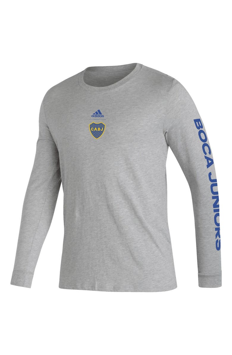 adidas Men's adidas Heather Gray Boca Juniors Team Crest Long Sleeve T-Shirt, Alternate, color, 