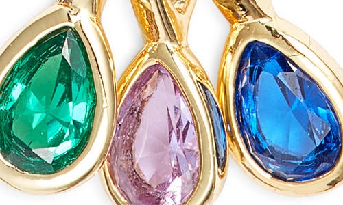 Set & Stones Multi Birthstone Teardrop Charm Necklace In Gold