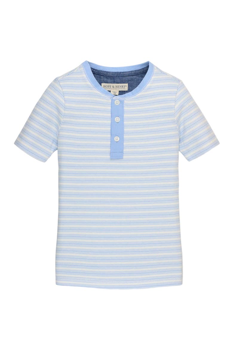 Kids' Organic Short Sleeve Henley Tee, Alternate, color, Classic Blue Ticking Stripe