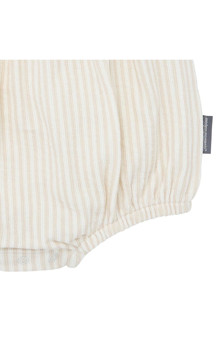 Modern Moments<sup>™</sup> by Gerber Ruffle Bubble Romper, Alternate, color, Taupe Stripe