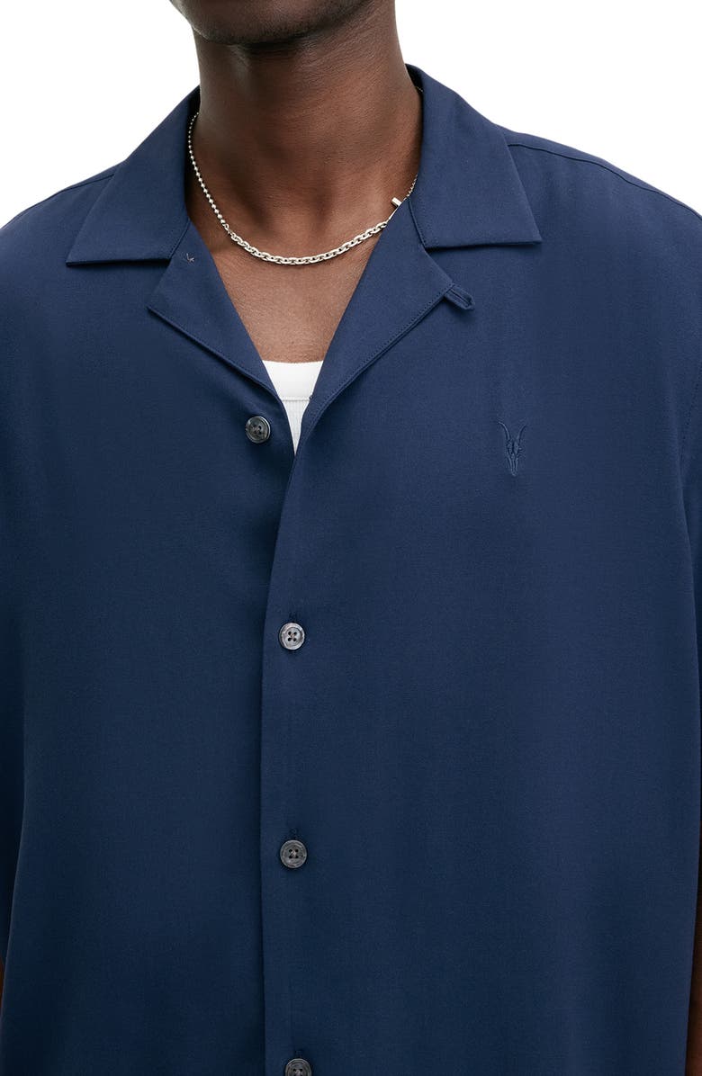 AllSaints Venice Solid Camp Shirt, Alternate, color, Night Sky Blue