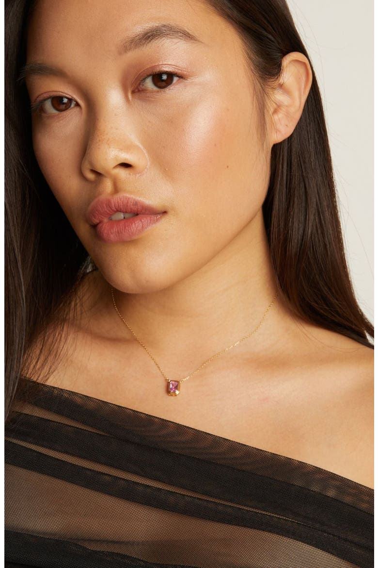 Lab Grown Pink Sapphire Heirloom Necklace, Alternate, color, Yellow Gold Vermeil