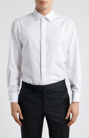 Nordstrom Traditional Fit Non-Iron White Cotton Tuxedo Shirt