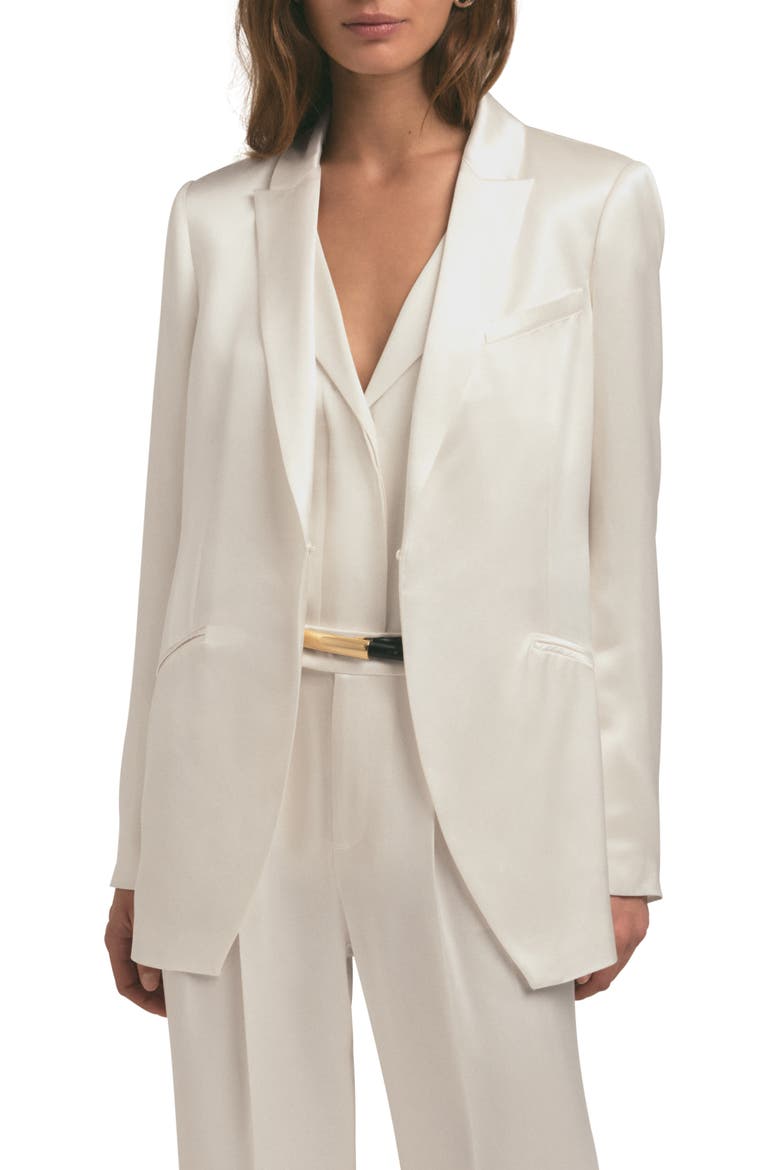 Satin Blazer, Main, color, IVORY