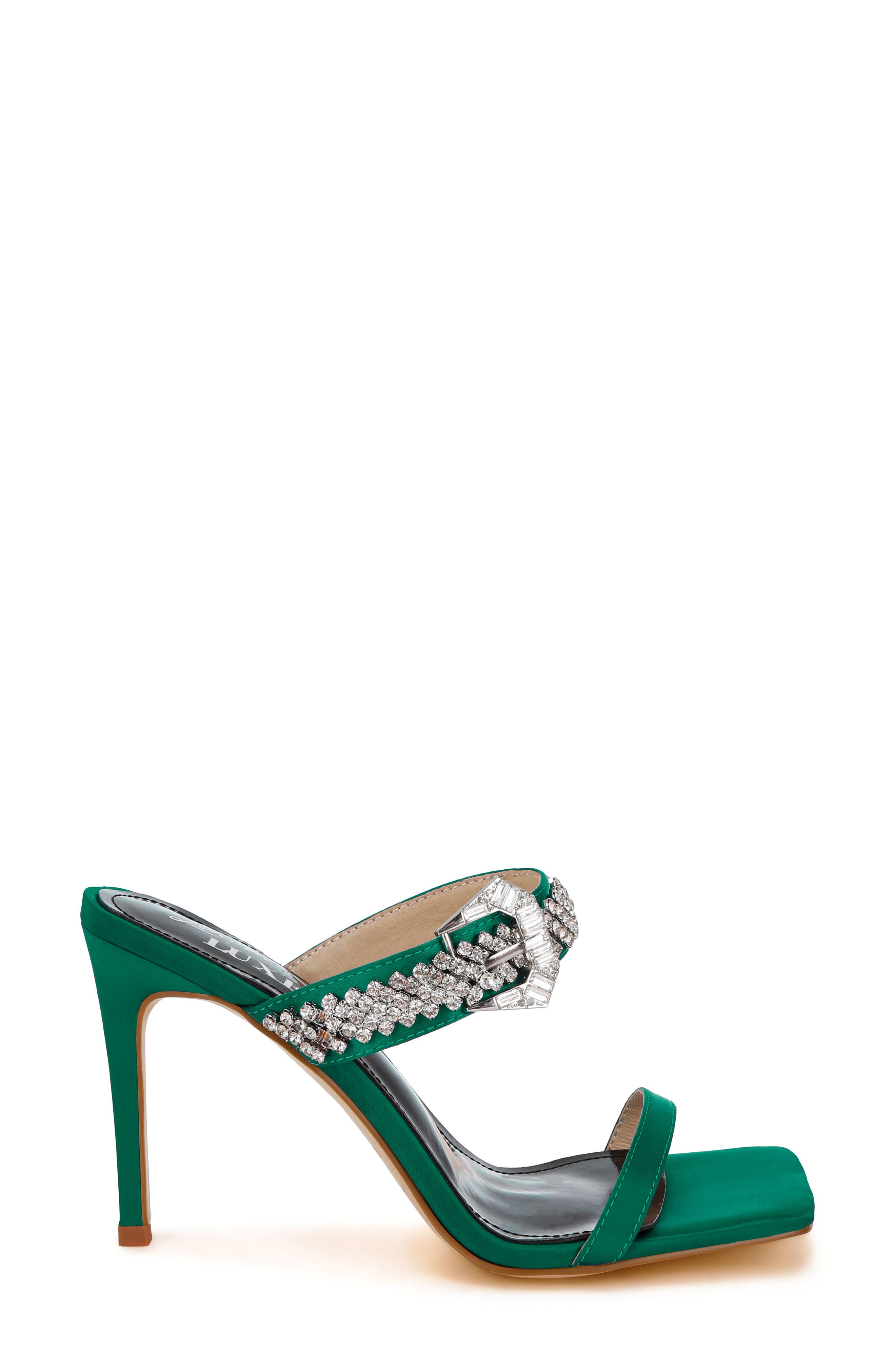 Vitrlne Slide Sandal, Alternate, color, GREEN SATIN