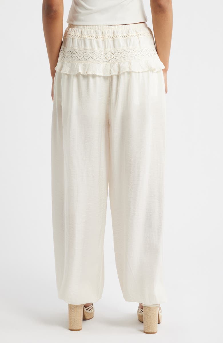 KITTENISH Lace Detail Joggers, Alternate, color, Egret