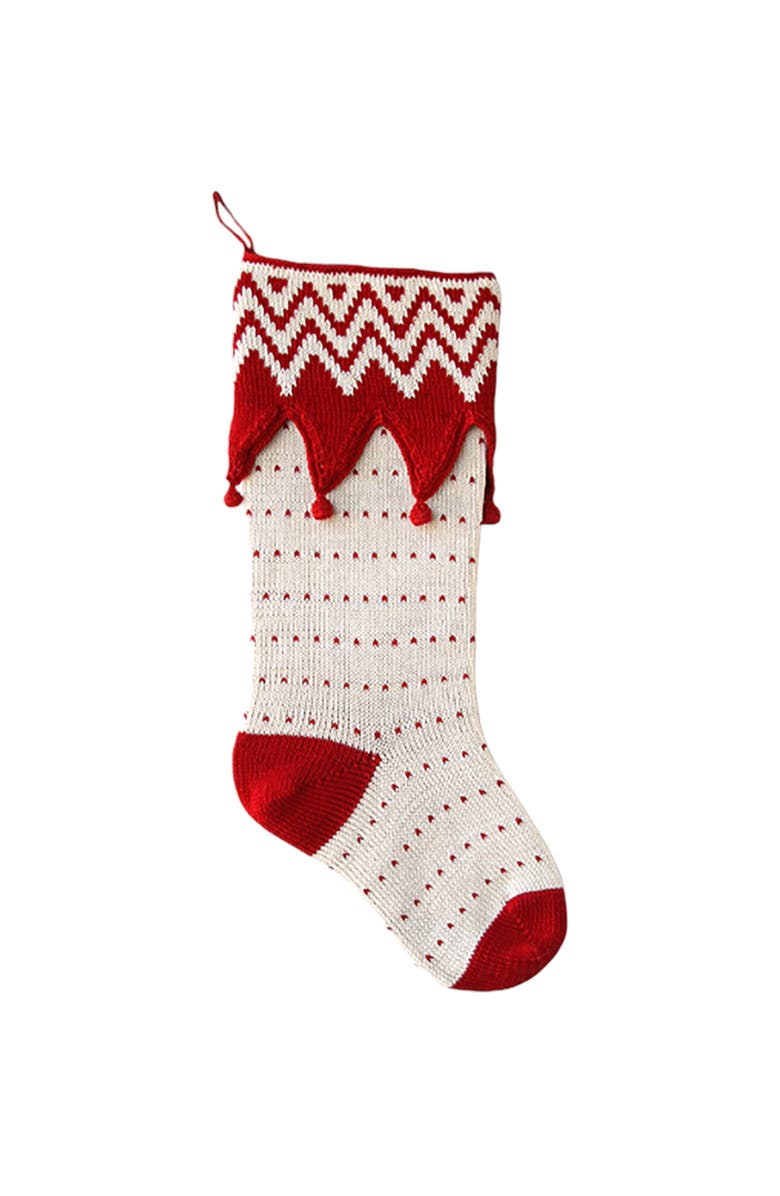 Melange Collection Zig Zag Elf-Cuff Stocking, Main, color, Red