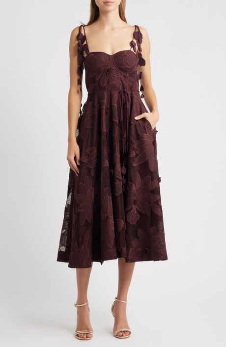 Emilia Bustier Lace Midi Cocktail Dress