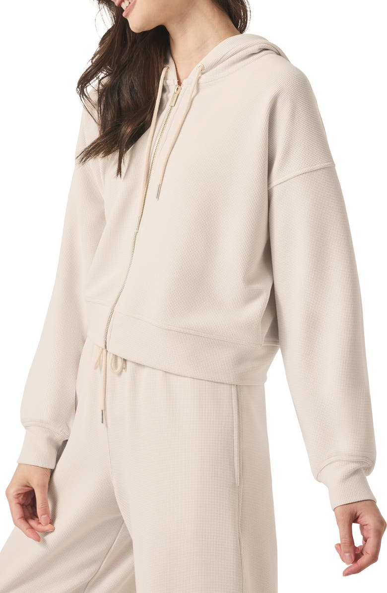 Splendid Waffle Scuba Knit Full Zip Hoodie, Alternate, color, Moonstone