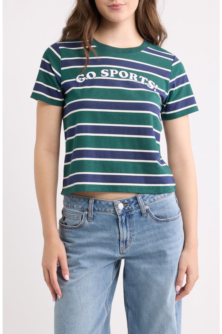 Go Sports Stripe Crop Graphic T-Shirt, Main, color, GREEN