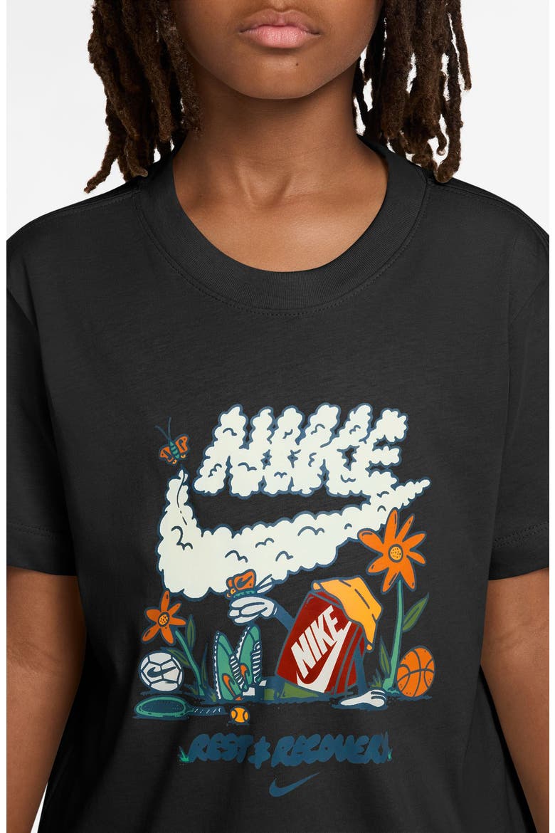 Kids' Boxy Rest & Recover Cotton Graphic T-Shirt, Alternate, color, BLACK