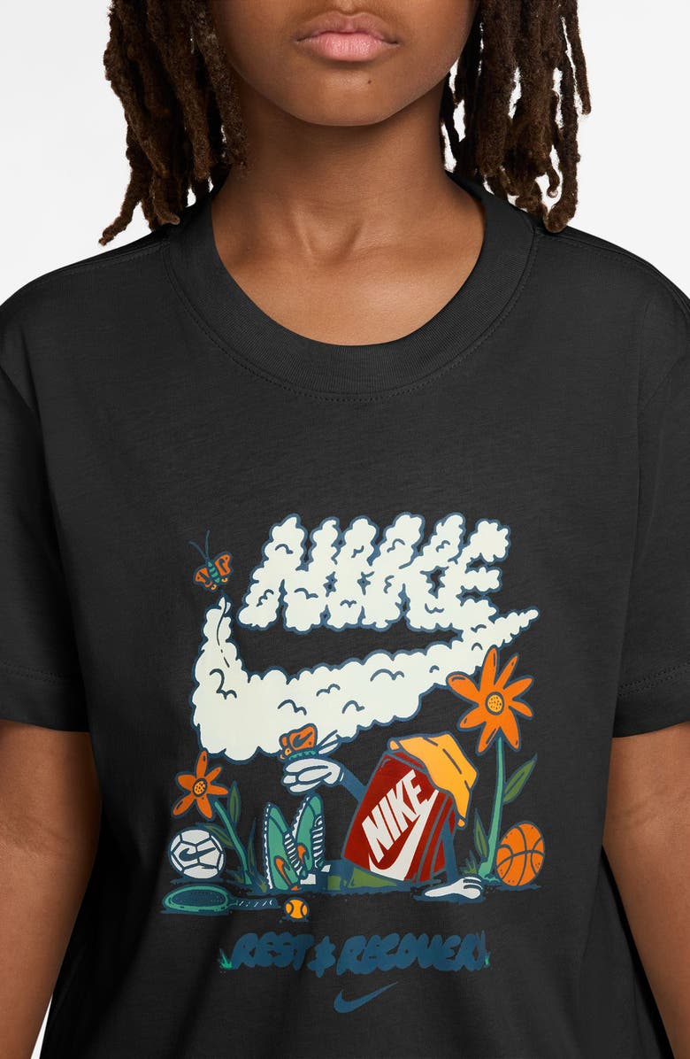 Nike Kids' Boxy Rest & Recover Cotton Graphic T-Shirt, Alternate, color, Black