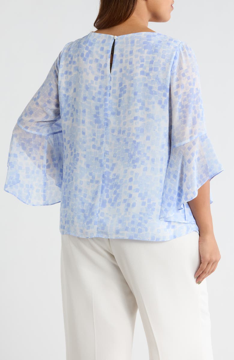 KASPER Ruffle Sleeve Top, Alternate, color, Paris Bleu Multi