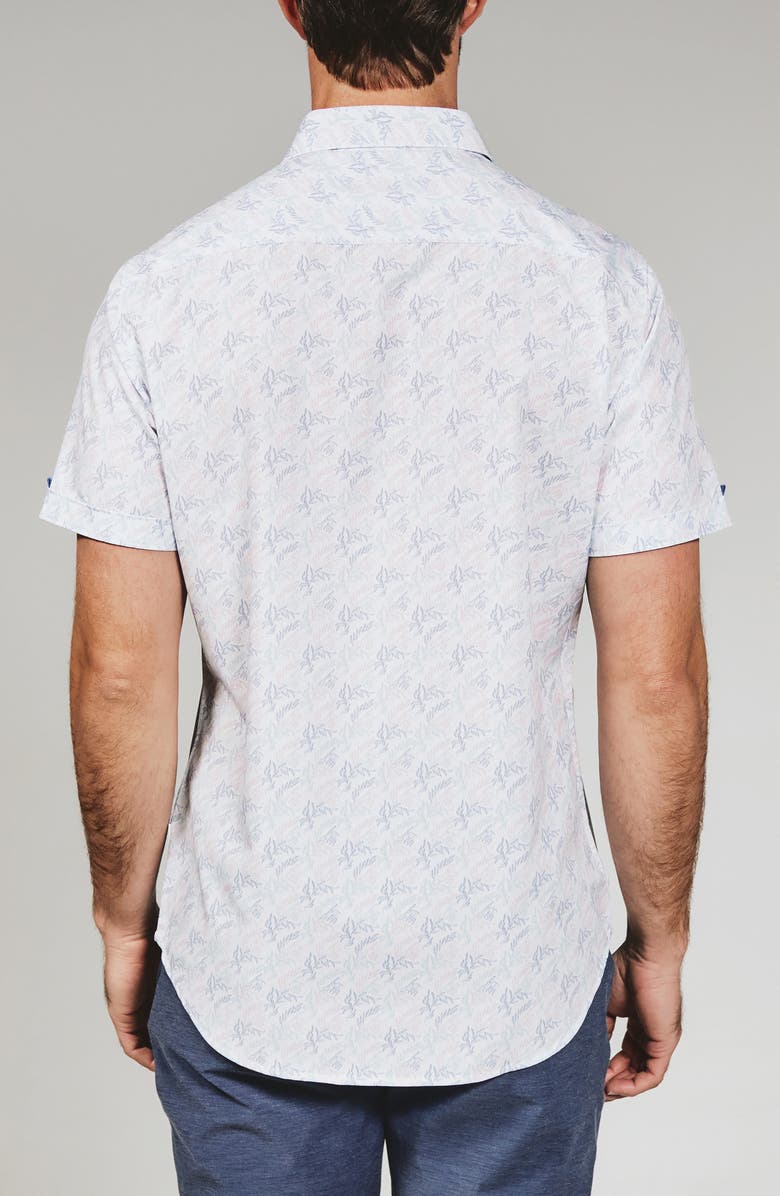 7 Diamonds Rubens Print Short Sleeve Button-Up Shirt, Alternate, color, White
