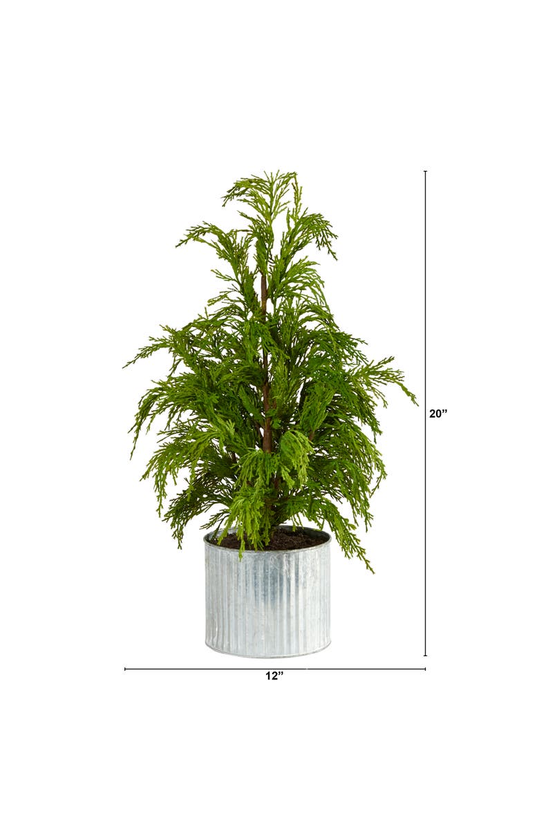 NEARLY NATURAL 20-in Cedar Pine Natural Look Artificial Tree in Decorative Planter, Alternate, color, Green