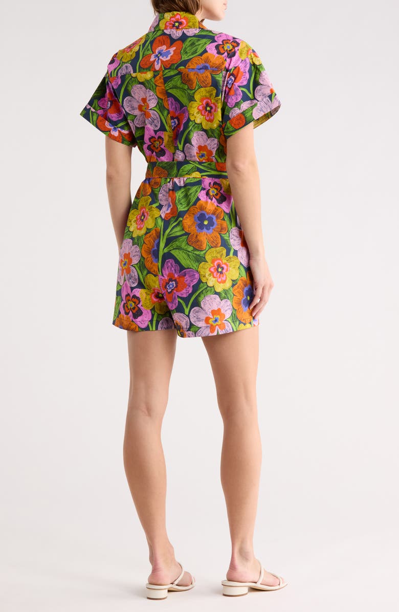 FRNCH Eva Tie Waist Romper, Alternate, color, Spicy Garden Marine