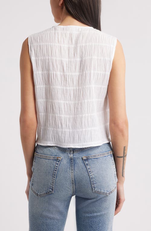 Frame Smocked Button Front Tank Top In White In White