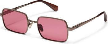 quay australia DND pink & brown small narrow metal rectangle 90\'s sunglasses NEW QUAY Women main image 3