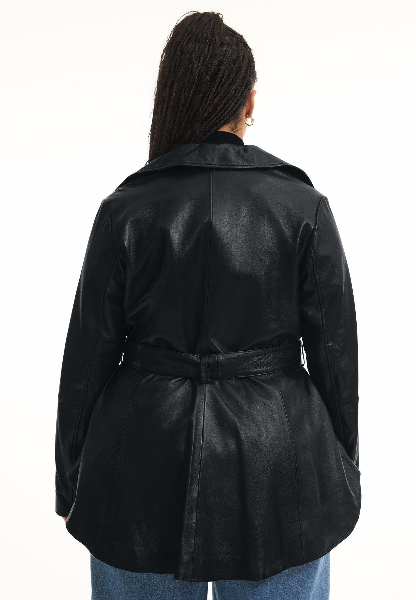 High-Low Belted Leather Jacket - image 2