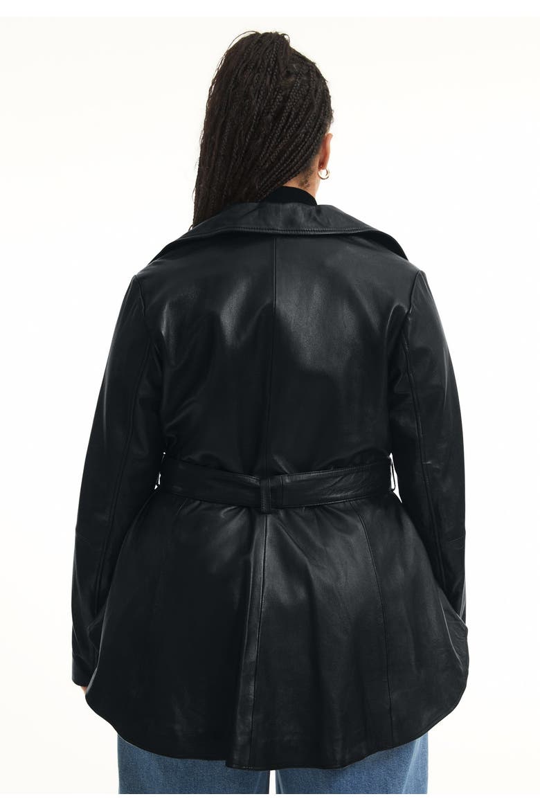 High Low Belted Leather Jacket, Alternate, color, BLACK